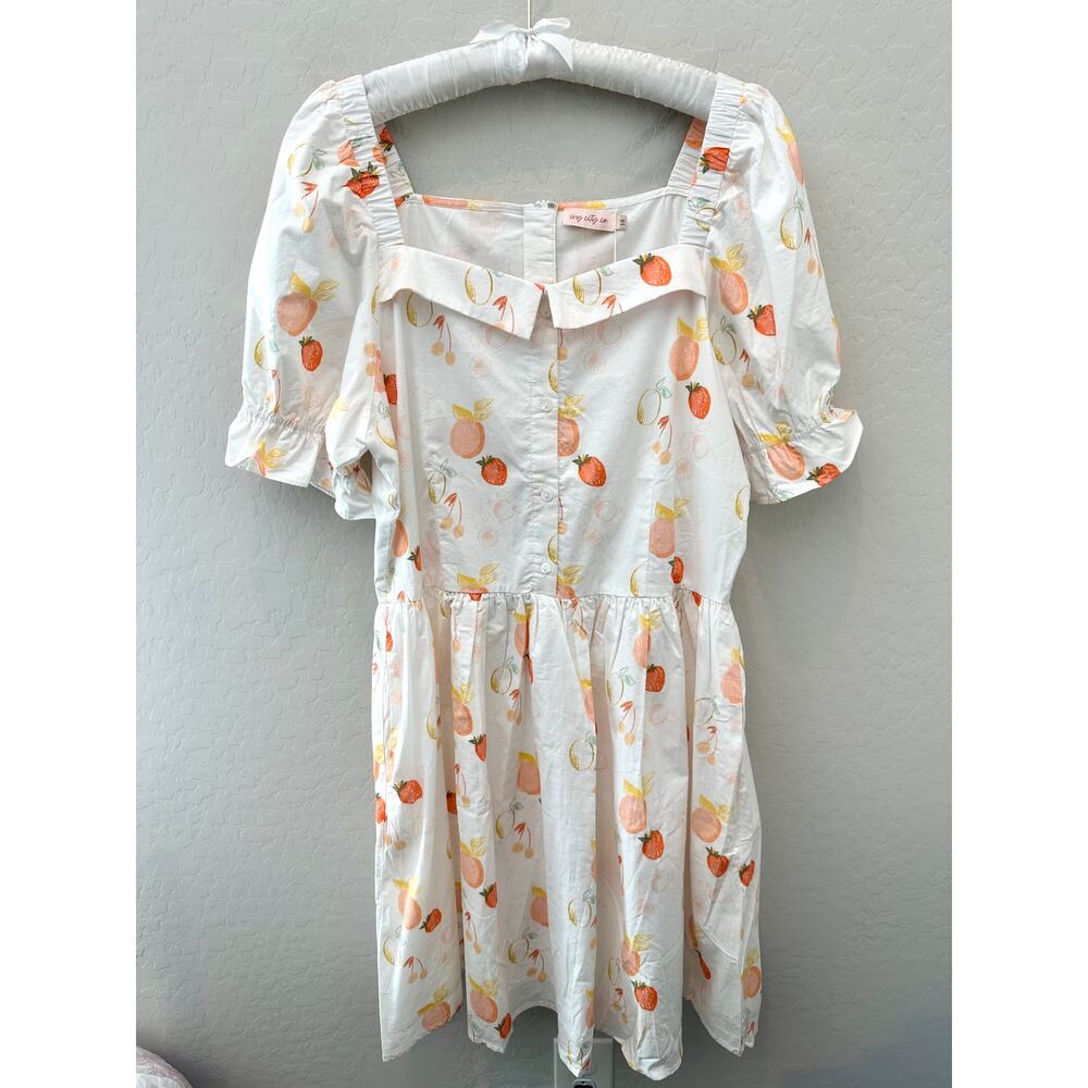 Ivy City Co White and Orange Midi Dress